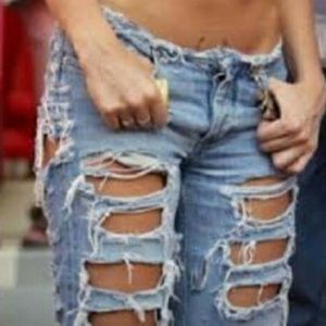 Custom distressed jeans