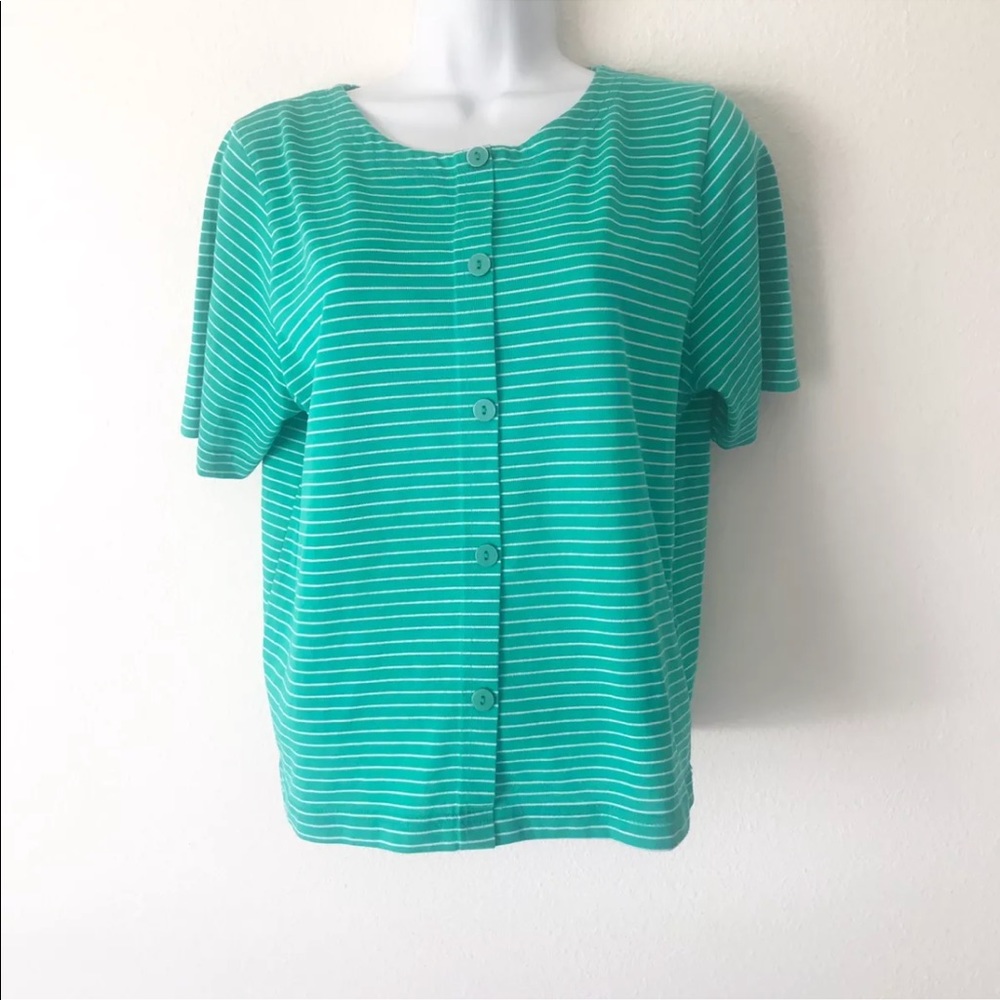 Season ticket 80s vintage M green stripe boxy top