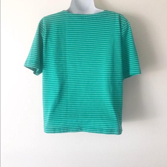Season ticket 80s vintage M green stripe boxy top - Picture 3 of 4