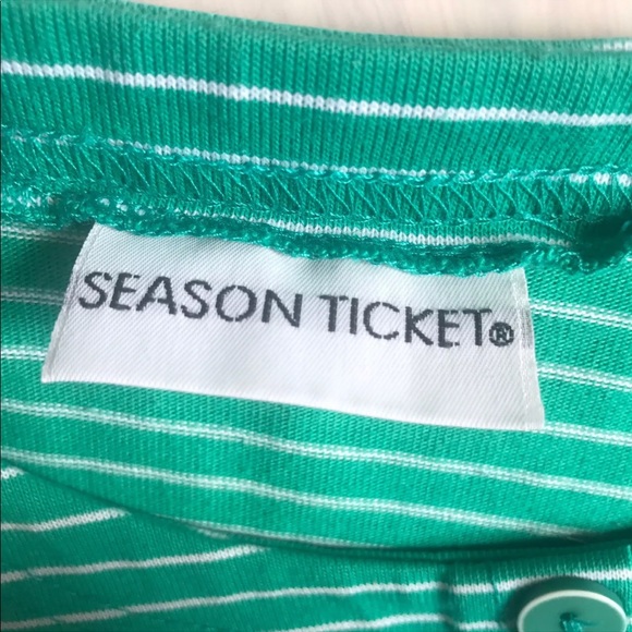 Season ticket 80s vintage M green stripe boxy top - Picture 4 of 4