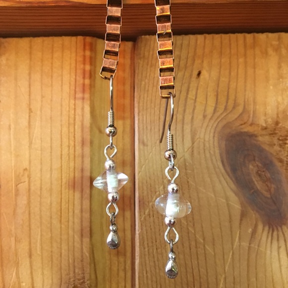 Handmade Glass & Sterling Silver Droplet Earrings - Picture 3 of 5