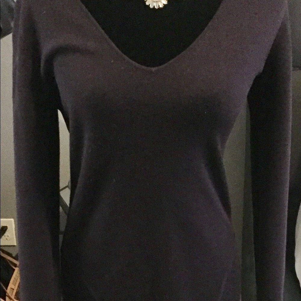 Long sleeve, deep purple sweater dress