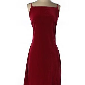 Red velvet dress with beaded straps