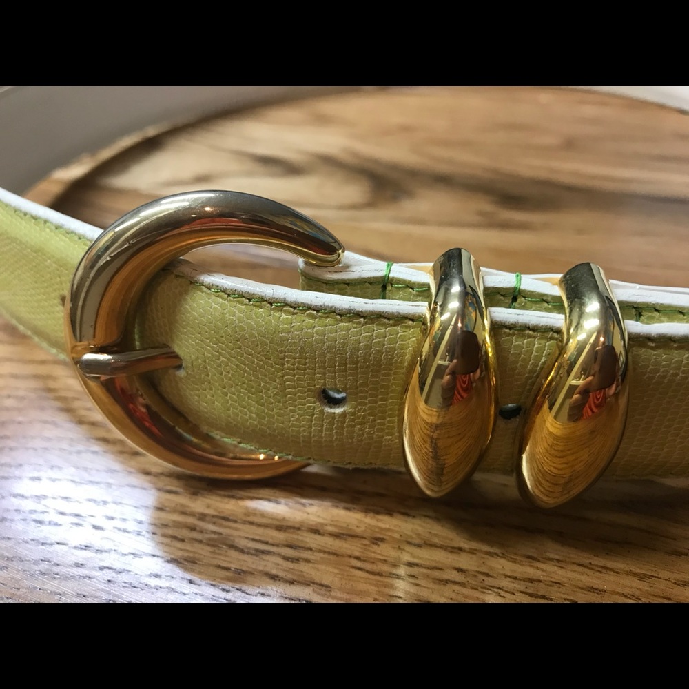 CARLISLE green Leather gold Buckle Belt Sz Small