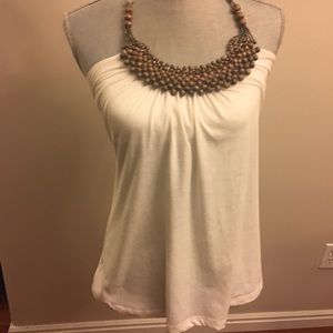 Beaded white halter top