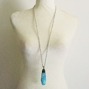 Big Aqua blue quartz multiway necklace