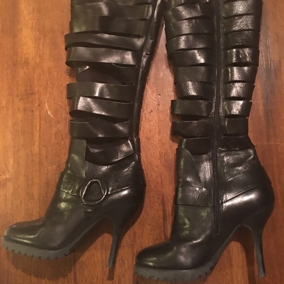 MISS SIXTY Leather Black Boots Sz 36 - Picture 2 of 8