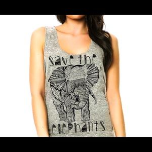 Save the Elephants tank top- Queen Apparel