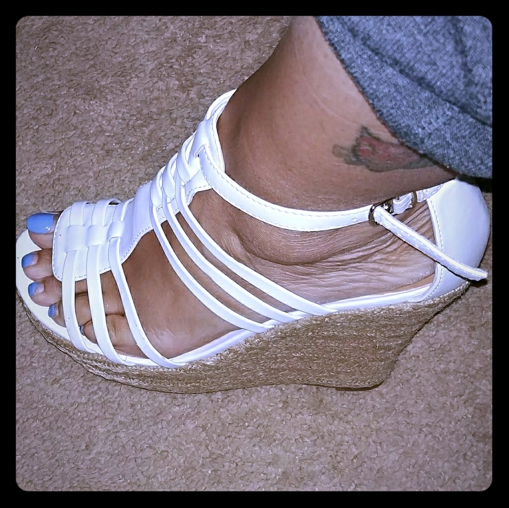 White wedge sandles