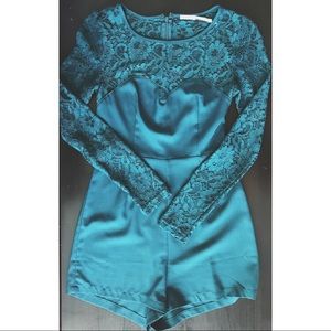 Turquoise lace romper