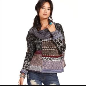 Free People Multi colored patchwork sweater