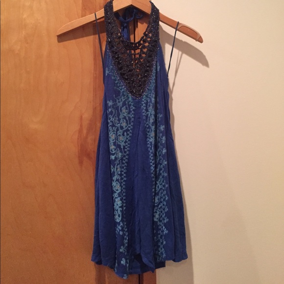 FLASH SALE free people boho royal blue top size M - Picture 2 of 6