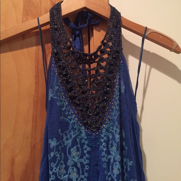 FLASH SALE free people boho royal blue top size M - Picture 3 of 6