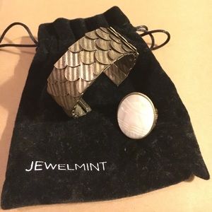 Jewel mint Cuff Bracelet and ring