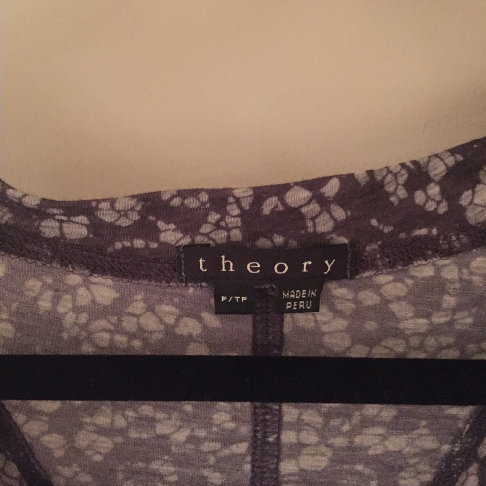 Theory lace print cowl neck racerback tank