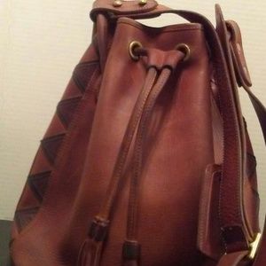 brown satchel bag.
