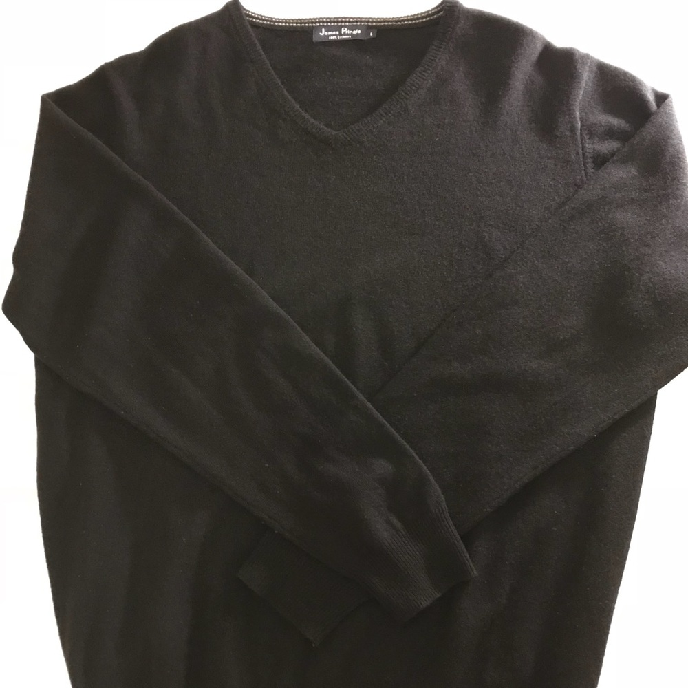 Pringle 100% Cashmere V-Neck Sweater Black Sz. L