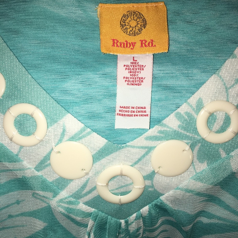 < Host Pick > RUBY ROAD Aqua V-Neck