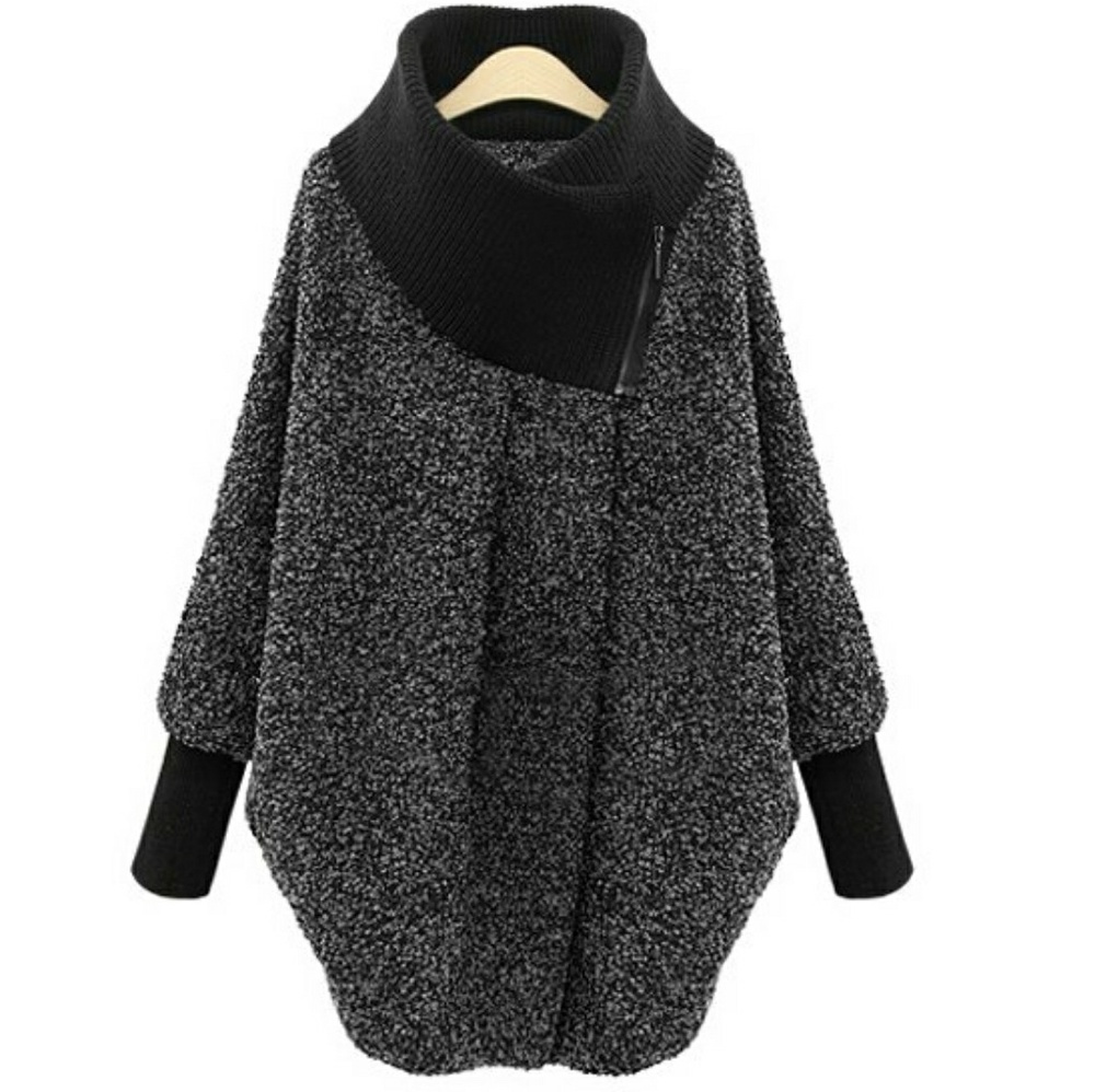 Trendy Funnel Collar Long Sleeve Thick Knit