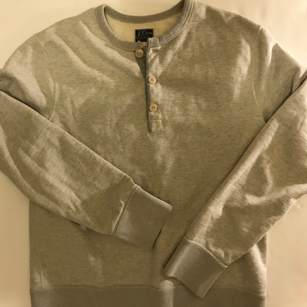 J Crew Heather Grey Henley Sweatshirt Sz. M