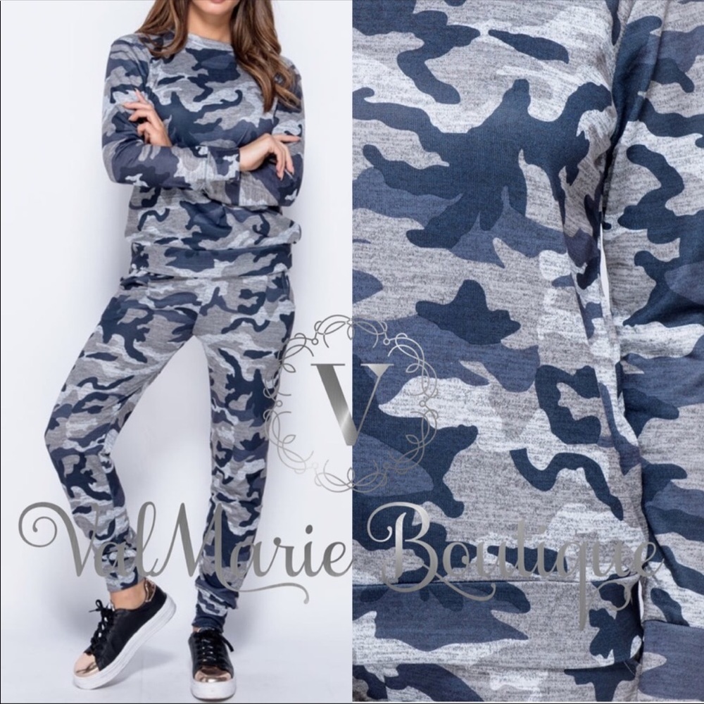 📍LAST 2 - Grey Blue Camouflage Lounge Set - Picture 4 of 5