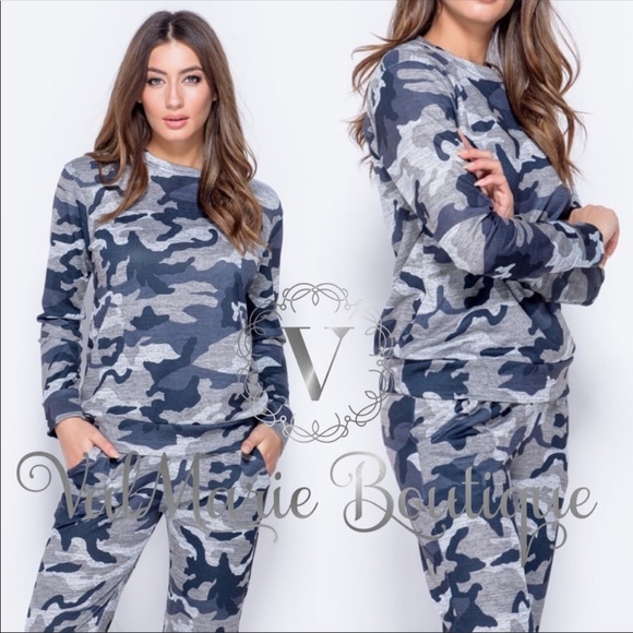 📍LAST 2 - Grey Blue Camouflage Lounge Set - Picture 2 of 5