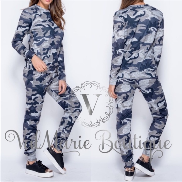 📍LAST 2 - Grey Blue Camouflage Lounge Set - Picture 3 of 5