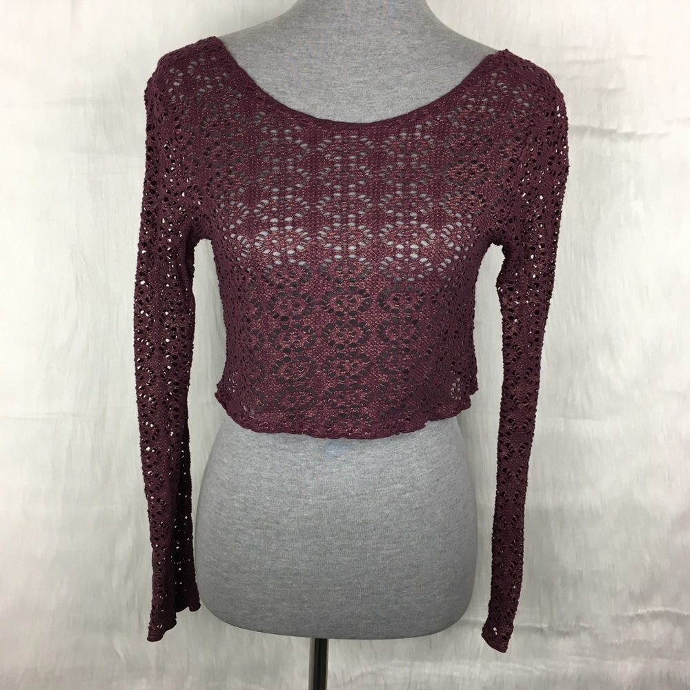Free People Beach Purple Gold Metallic Crop Top