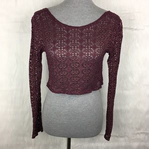 Free People Beach Purple Gold Metallic Crop Top