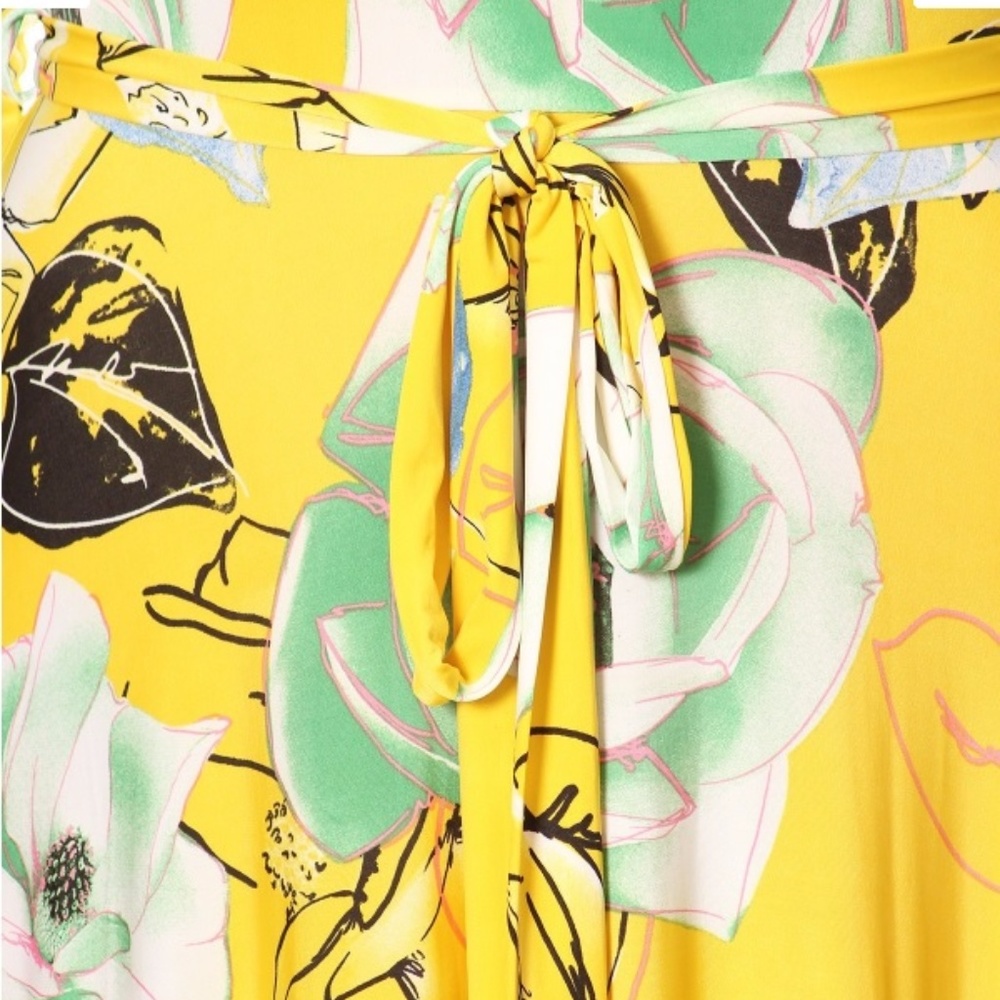 Plus Boho Yellow Floral Fit & Flare Maxi Dress - Picture 5 of 5