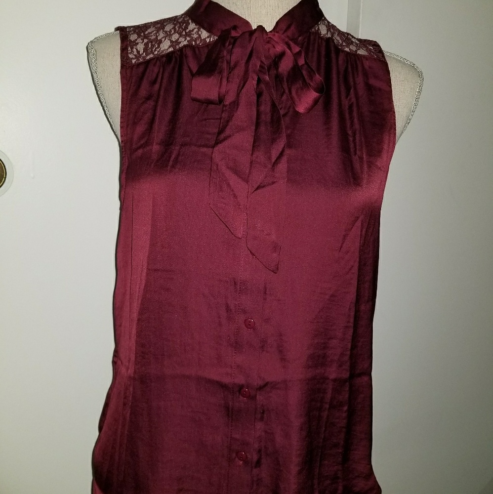 Silky blouse -- burgundy