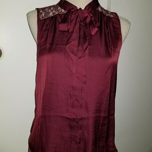 Silky blouse -- burgundy
