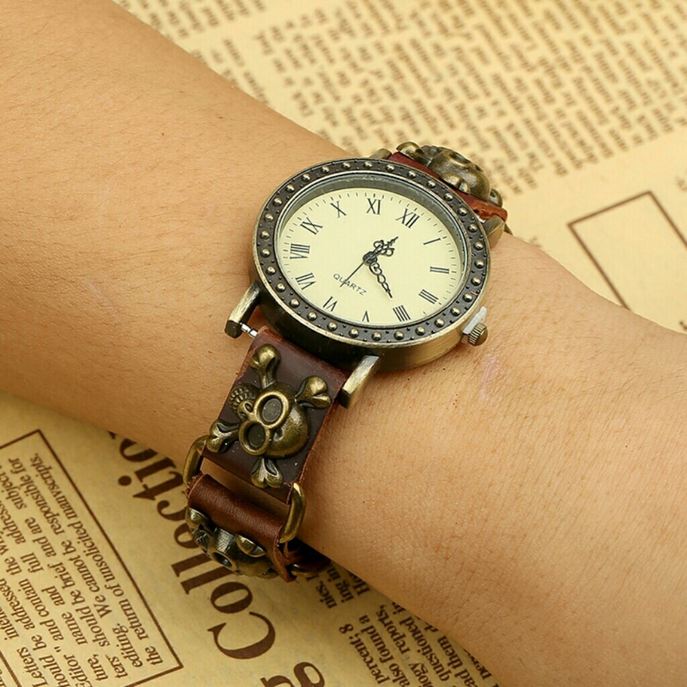 Punk Style Skull Leather Watch - Picture 5 of 5
