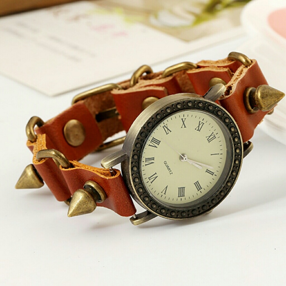 Steampunk Style Fashion Leather Watch - Picture 4 of 5