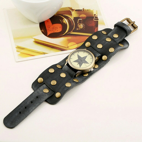 Punk Style Vintage Leather Watch - Picture 4 of 5