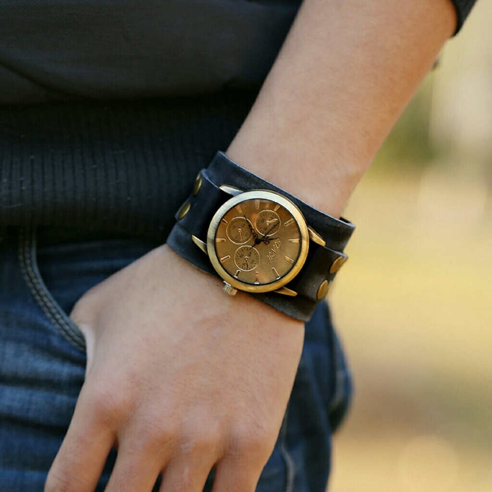 Punk Style Vintage Leather Watch - Picture 1 of 5