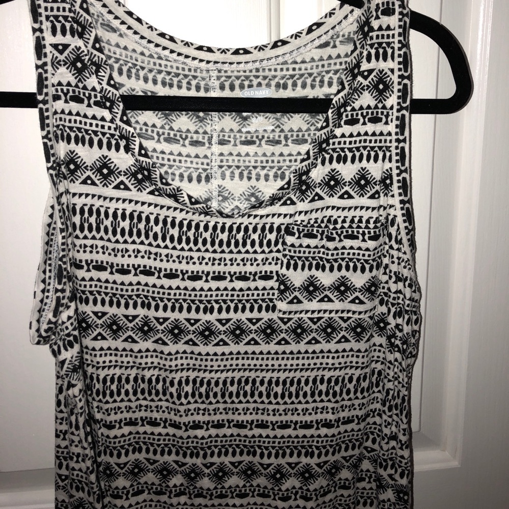 Black and white tribal tank top