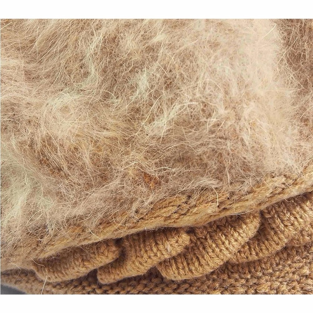 Women Girls Winter Warm Fluffy Wool Knit Hat - Picture 7 of 8