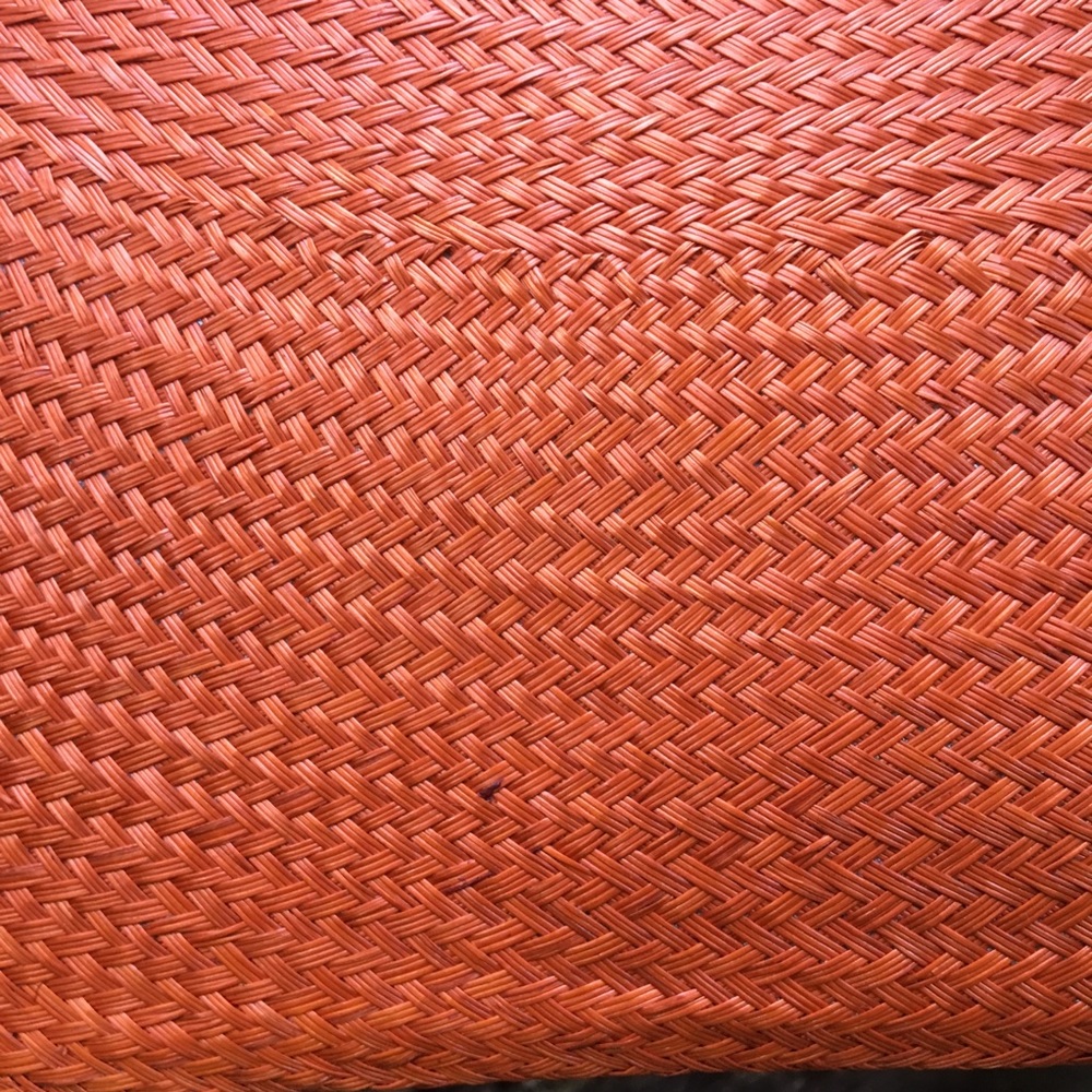 Orange Buntal Round Wooden Handle Tote Handbag - Picture 4 of 8