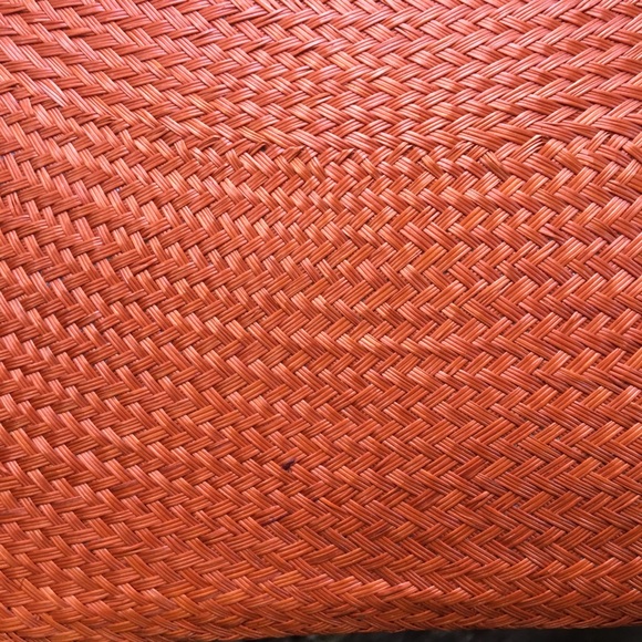 Orange Buntal Round Wooden Handle Tote Handbag - Picture 4 of 8