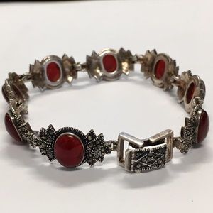 Boho sterling silver & semi-precious gem bracelet