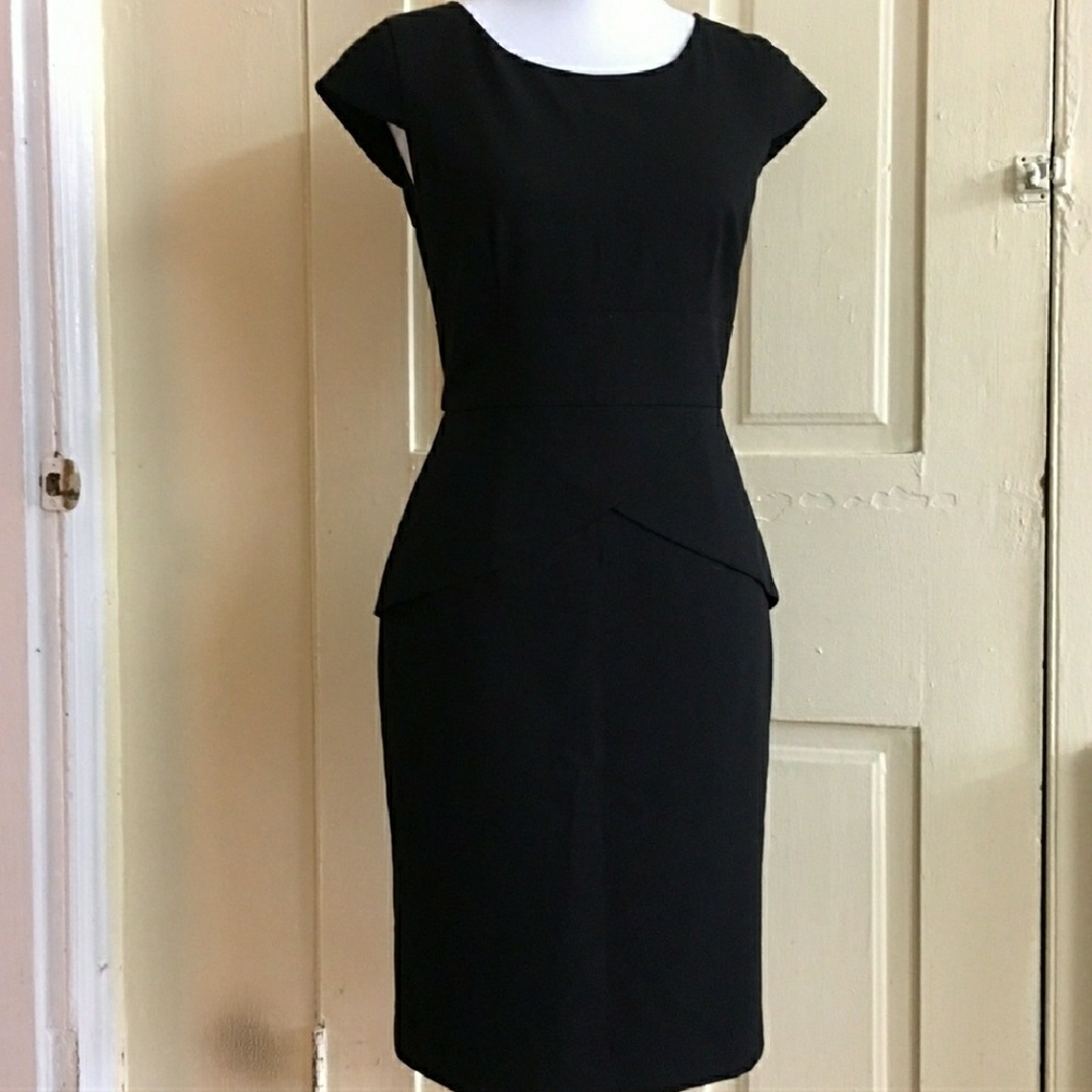 New Calvin Klein Black Sheath Peplum Dress