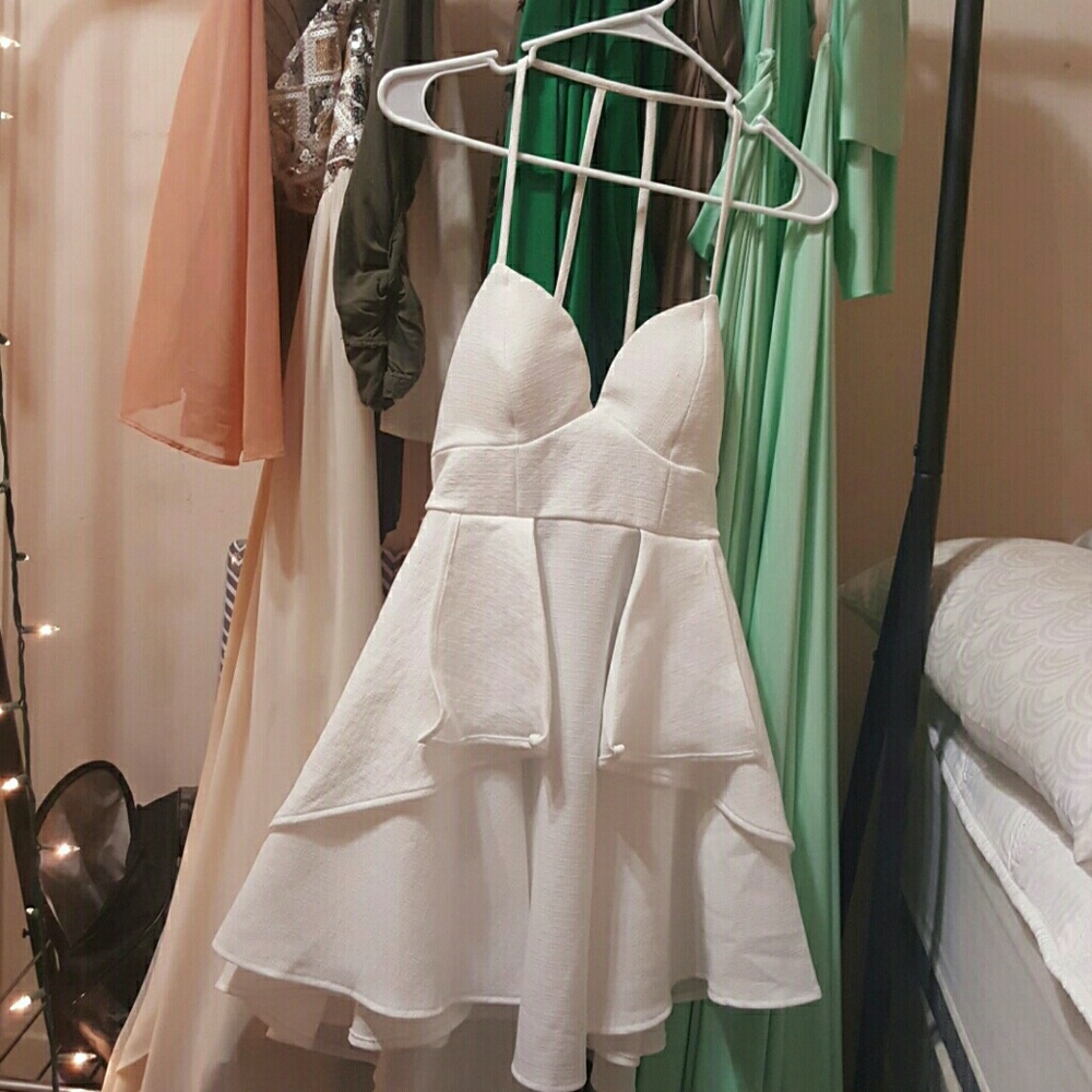 White mini cocktail dress