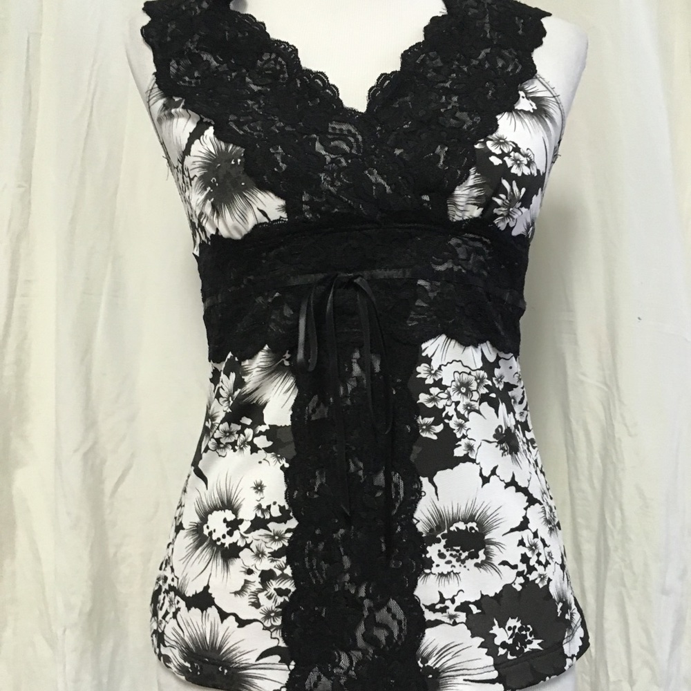 MOA MOA Cami Camisole S Black Lace Trim Stretch