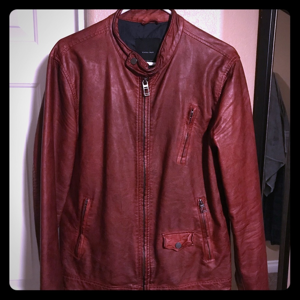 Red leather jacket
