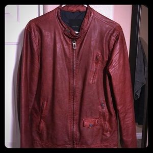 Red leather jacket