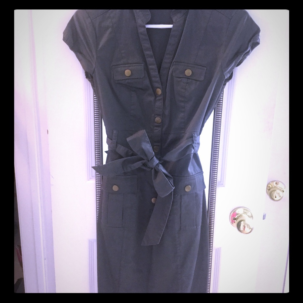 H&M military style cargo olive dress size 4