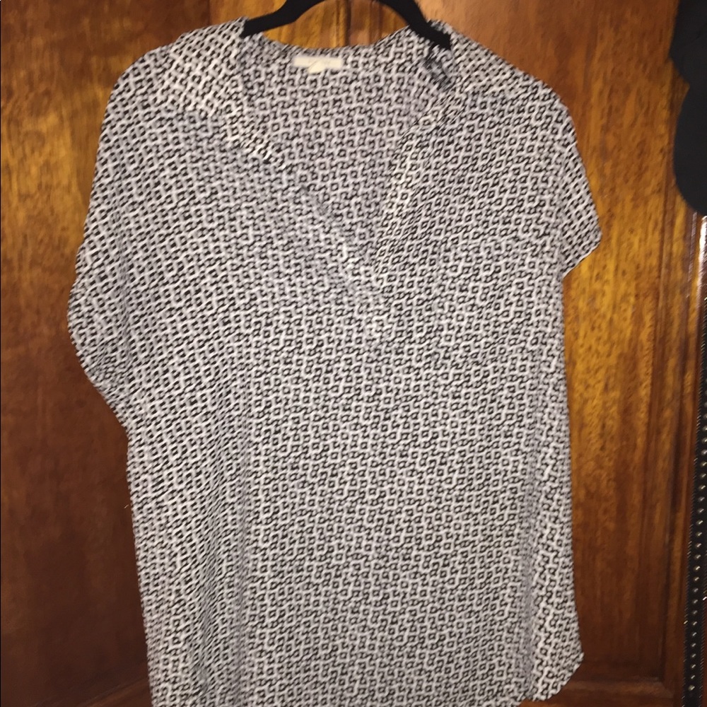 Patterned Chiffon Collared Top - image 1
