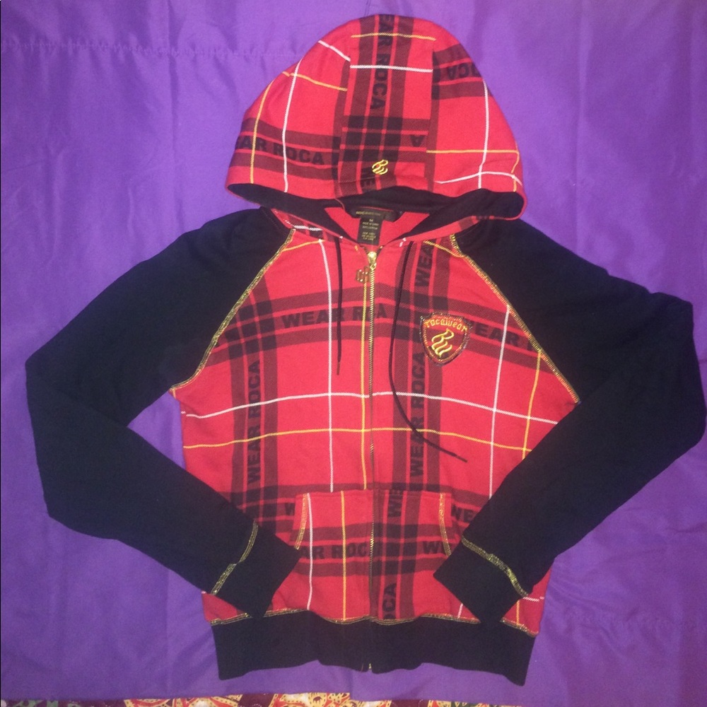 Plaid zip-up hoodie