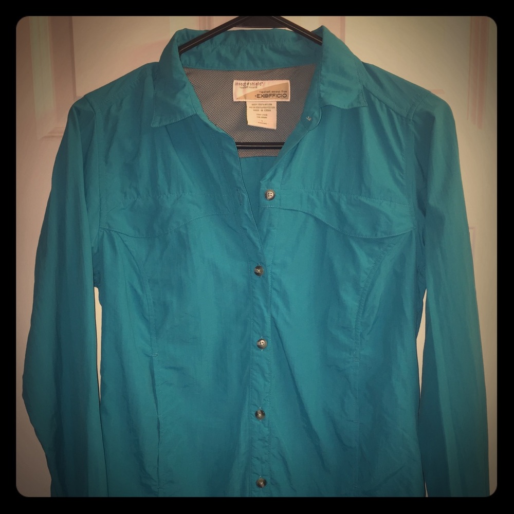 Exofficio Blue Long Sleeve Insect Shield Ladies S